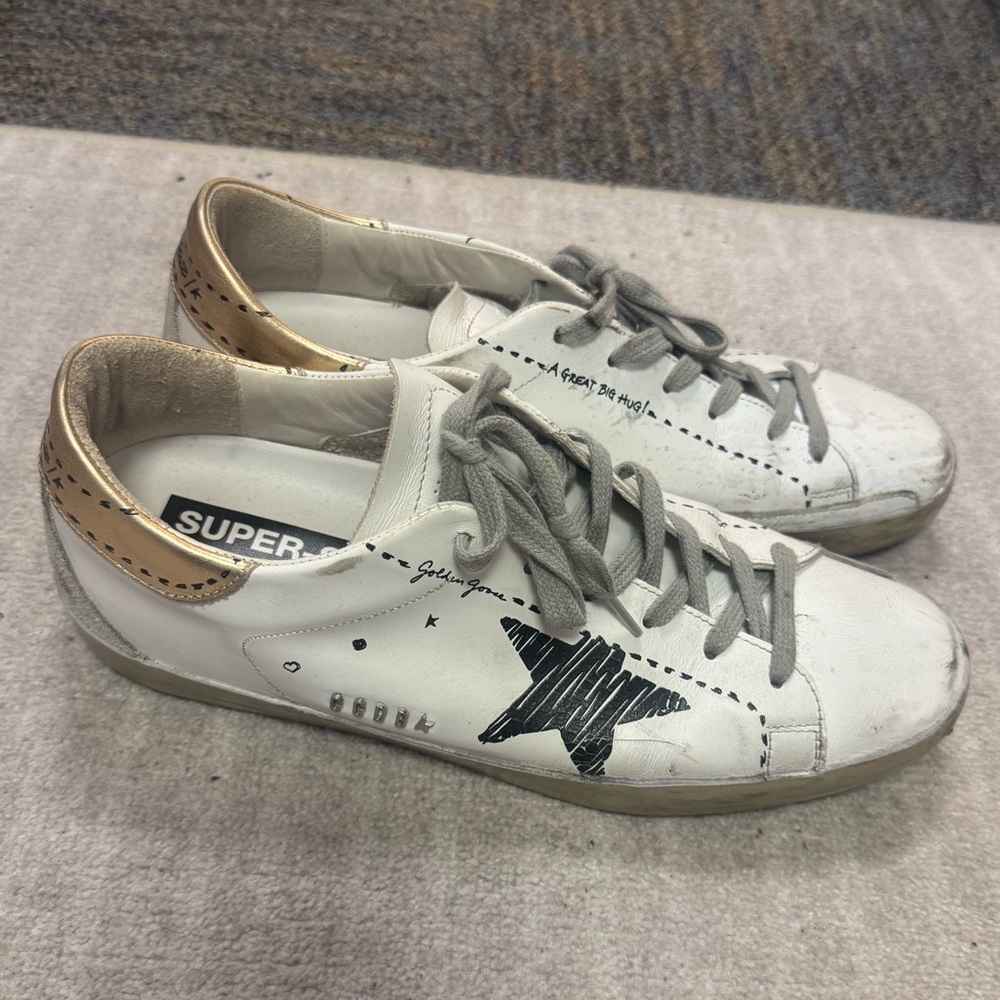 Golden Goose Superstar Sneakers White Black Gold and Ice SIZE 41